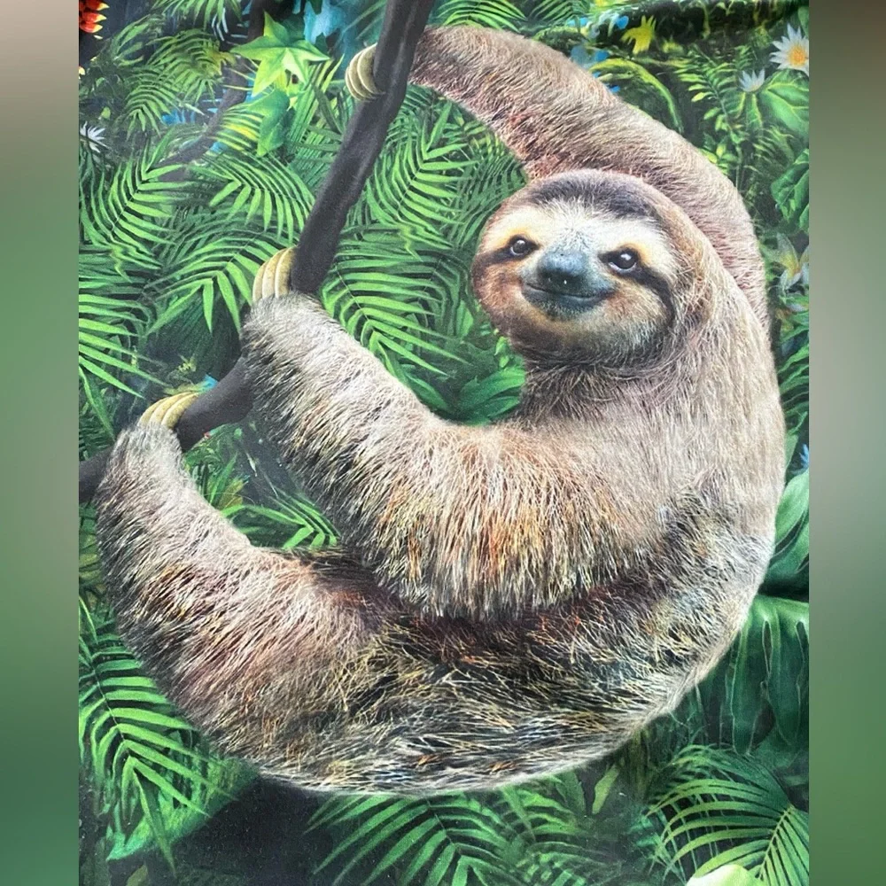 NWOT Adult sloth and lush jungle setting zip up hoodie - Picture 7 of 9